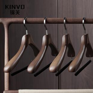 锦芙高端木衣架挂大衣西专衣用衣胡桃棕撑高服档实衣柜帽间复古木