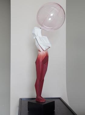 吹泡泡女孩红色厅变人物雕渐塑雕像客艺术摆件装DZG美容院医美软