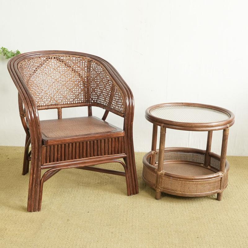 TY--000老人透气藤椅印尼天然真藤单人休闲 式导靠背椅家用阳领台