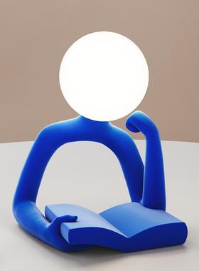 现代简房约抽象艺术看书物气氛灯件书卧室人床头柜灯桌面摆装SHBJ