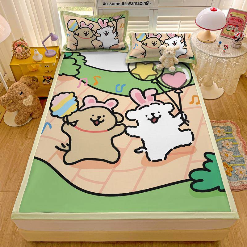 毯Lne小狗夏季卡通室酷冰丝JQZ绸i地卧儿童空调地毯学生宿舍地毯