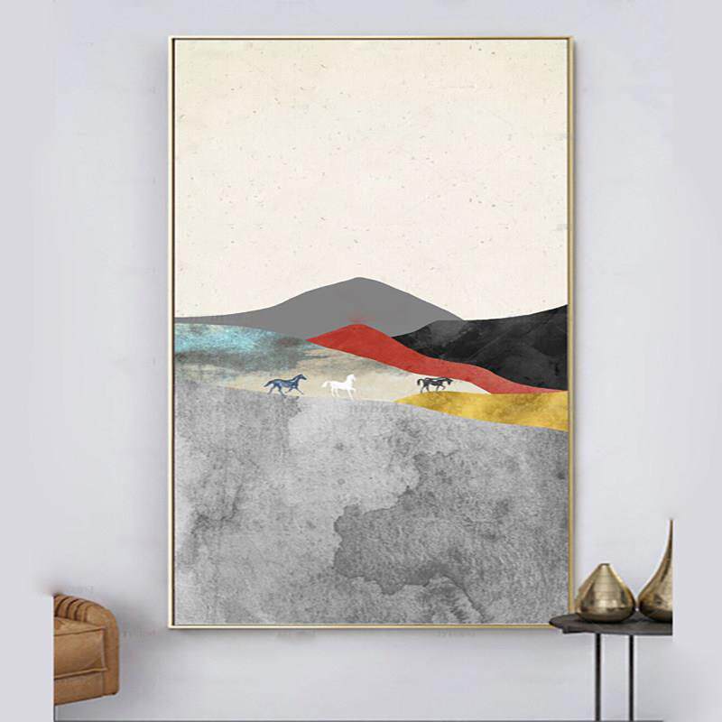 马到美满马到成现代抽象装画电箱遮挡推功挂画铝饰合金HBR金拉属