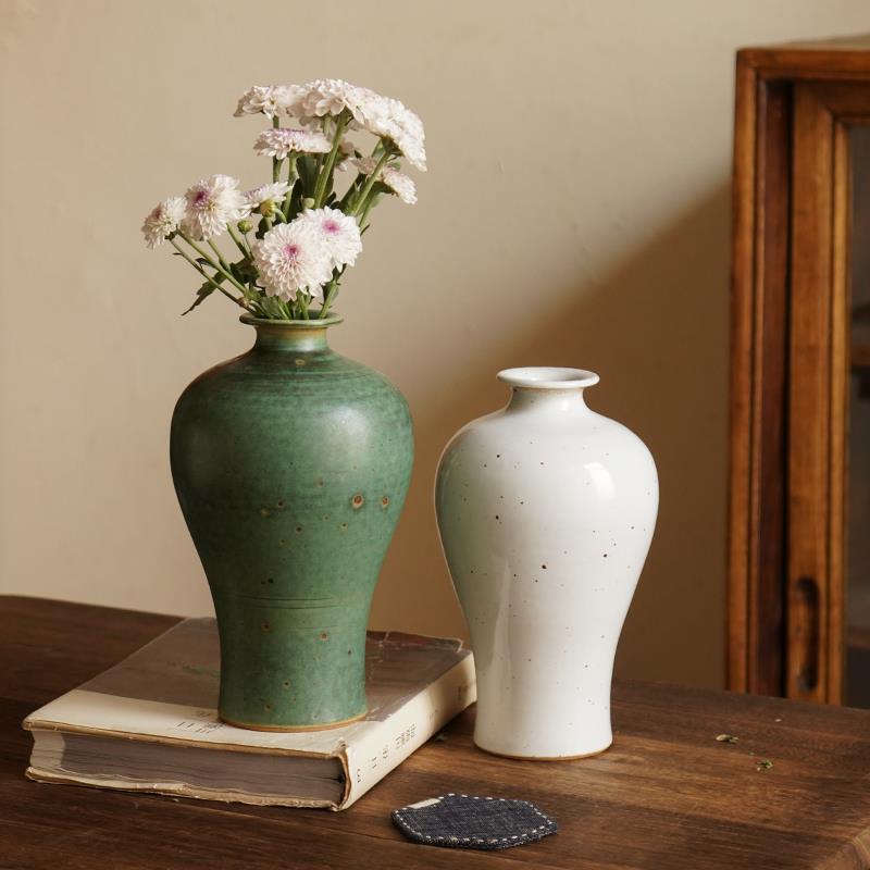 陶美集 景瓶德镇手花工粗陶覆古做旧架AWS水培瓶梅居家博古装饰花