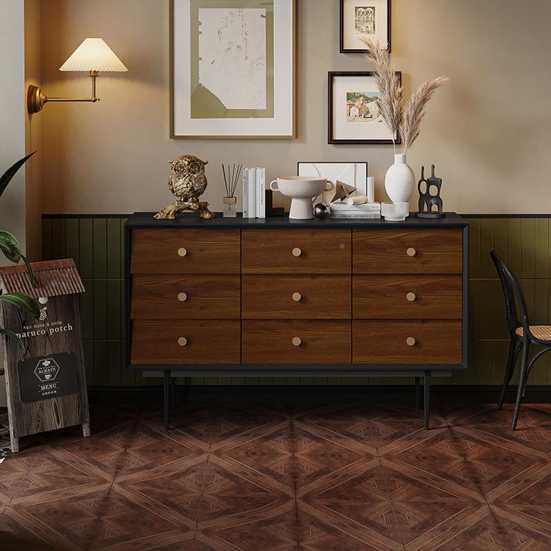 北欧实木九斗柜复古储物边客卧室柜尾小床户型收厅纳抽屉888置物