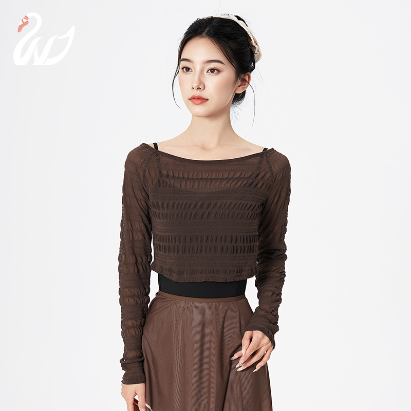 舞蹈上衣女成人夏季新款罩衫长袖纱衣中国舞形体练功服现代舞服装