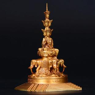铜峨眉全山金普003顶十方普贤摆菩萨圣象文殊贤菩萨汽车中控台佛
