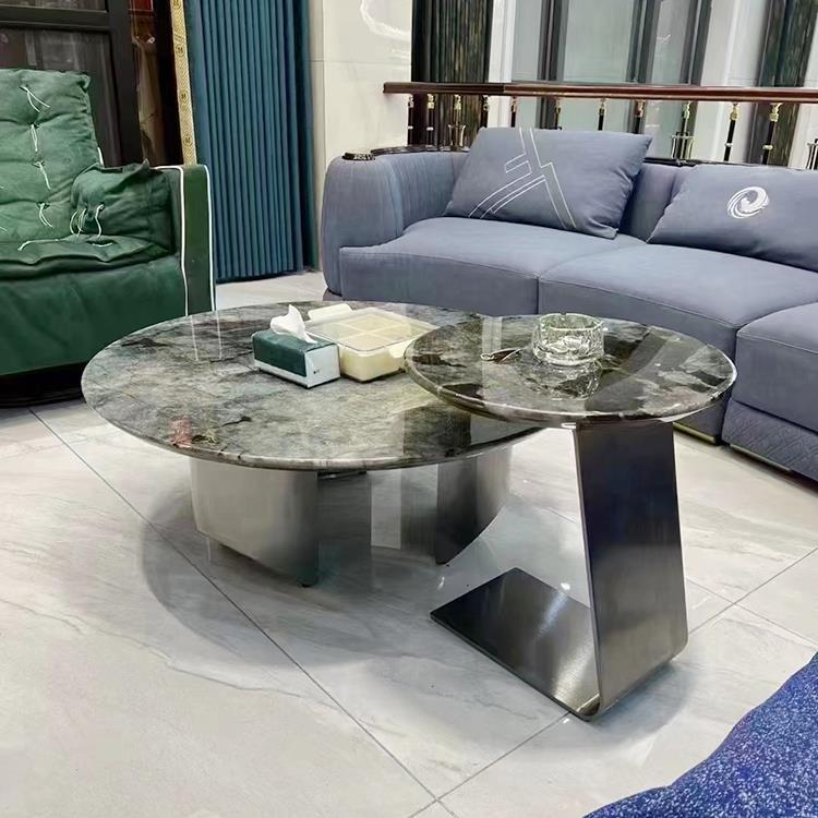 不锈钢奢石石撑茶几桌脚桌子腿支架大理边几岩板金属腿支架子底座