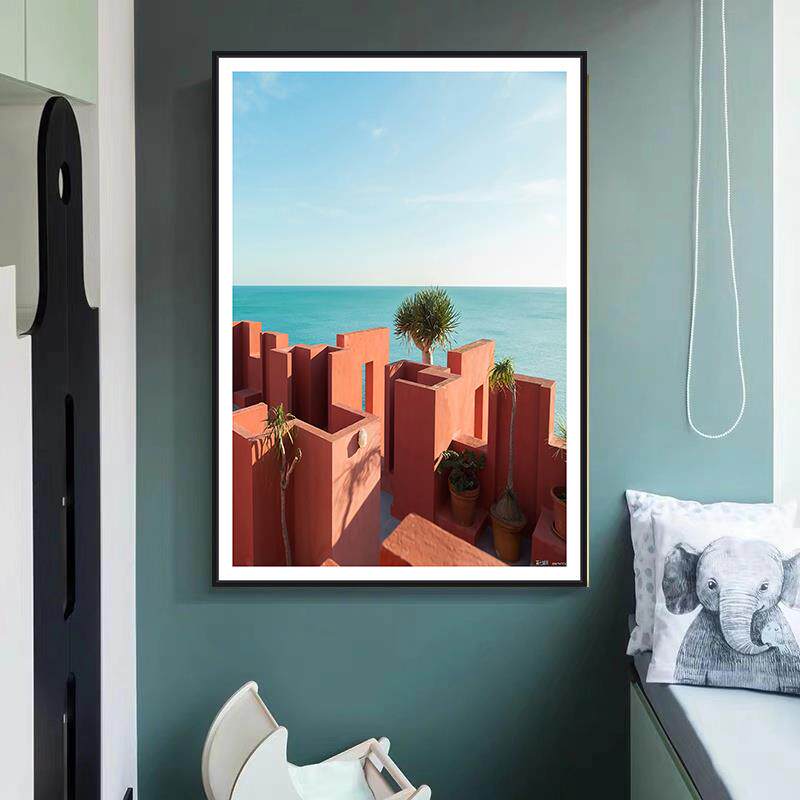 莫667兰迪色客厅装饰画系欧in北s风小户型画卧室床头小众挂墙画简