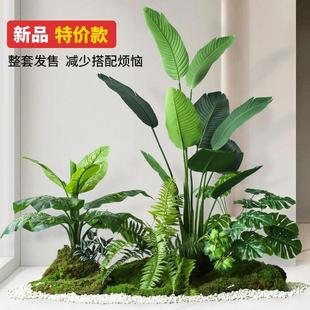 彷真绿色物造景植盆栽景观假树室内楼梯下角落装饰式彷橱窗植欧物