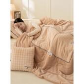 A类简约纯色抱垫枕被子两WR D5541用加厚绒二载合一车靠办加公室