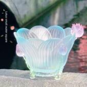 杭州灵隐文创2025花新AOY多款 莲花小水琉璃彩莲杯桌面方创意摆件7