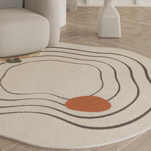 北圆形地毯高欧级感耐230130-2脏卧室书房帽间异形毛绒阳衣台定椅