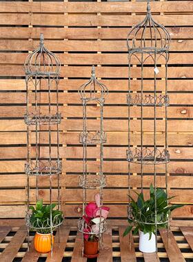 外单复古杂户园外铁艺爬藤OUM架花货庭院台攀爬花架铁阳线莲支撑