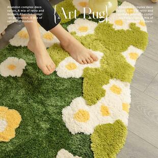 鲜花地苔藓地毯客厅植绒地毯nsi风家用茶几卧毯草沙发C-040301室