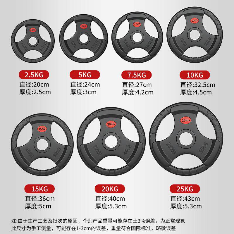 纯铸铁铁质杠铃BTP001铃片哑片金属烤包铁三孔手抓包奥杆漆小孔大
