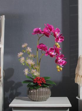 假花仿真家花客厅餐上的桌插花ILL摆饰设蝴蝶兰花艺摆件居品装饰