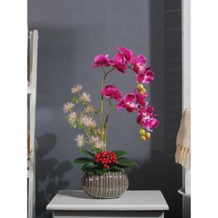 假花仿真家花客厅餐上 饰 桌插花ILL摆饰设蝴蝶兰花艺摆件居品装