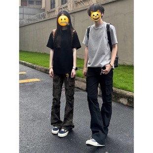 cleanfit高街vibe裤子微喇美式迷彩工装裤男女四季休闲高腰牛仔裤