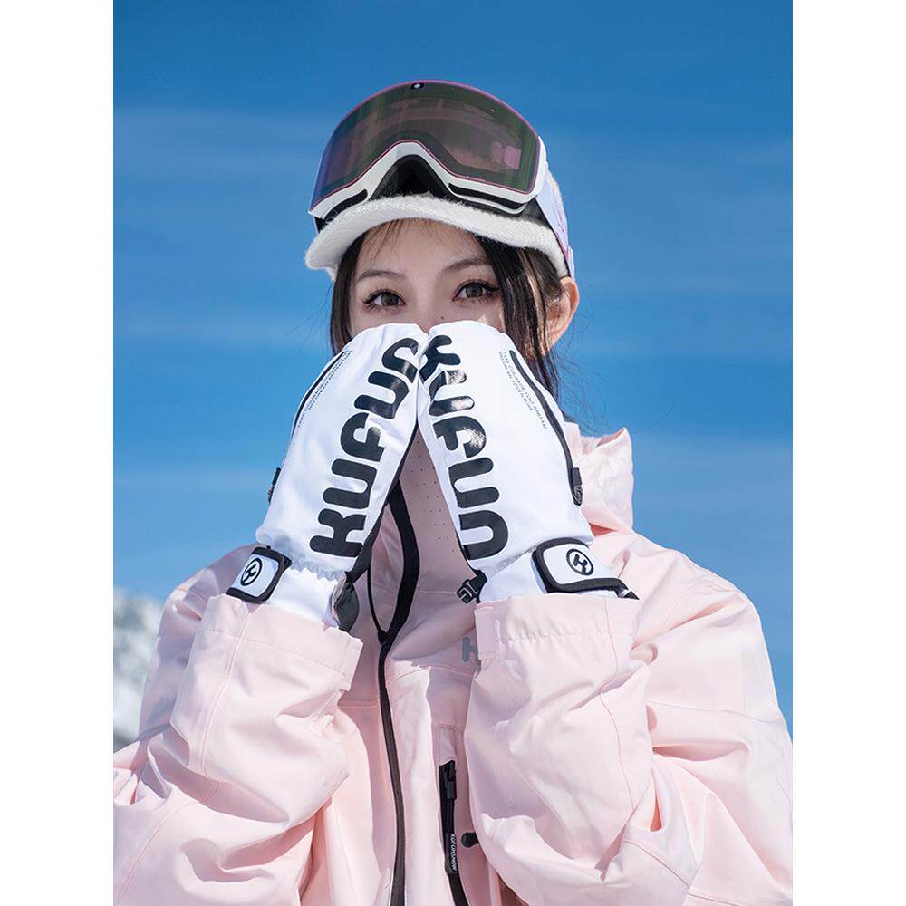 酷峰单板滑雪手套闷子五指连指触屏专业防水防滑耐磨成人女男冬季