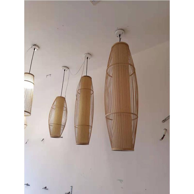 伊宁县现代简约农家乐竹艺木艺装饰吊灯新中式竹编吊灯东南亚竹灯