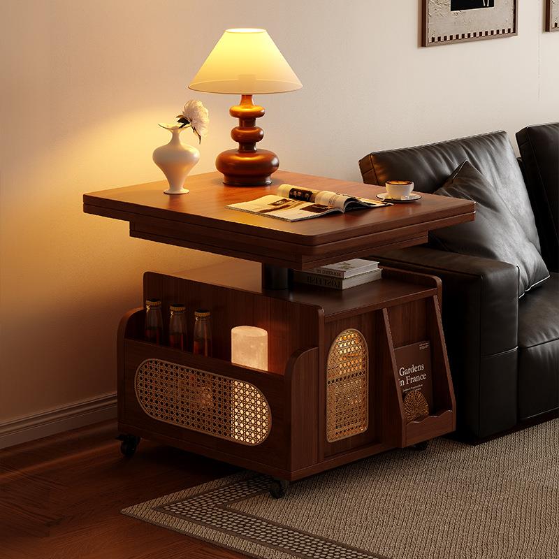 可升降边几折叠移动推车实木茶台茶桌小户型客厅多功能沙发餐桌两