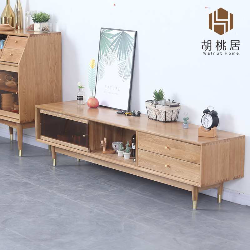 简易北欧电视柜实木 现代简约电视柜茶几组合 客厅卧室轻奢电视柜