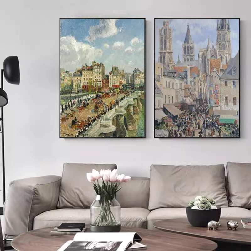 毕沙罗装饰画印象派现代客厅建筑艺术抽象画餐厅挂画办公室书房画图片