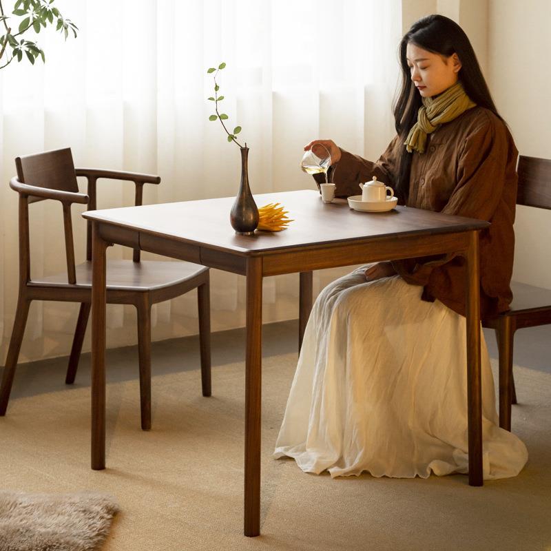 新中式黑胡桃木餐桌八仙桌方桌新中式茶桌家用小户型八仙桌正方形