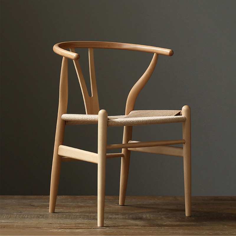 简约现代设计师椅编麻绳椅子 实木编绳Y椅西餐餐厅咖啡厅桌椅组合