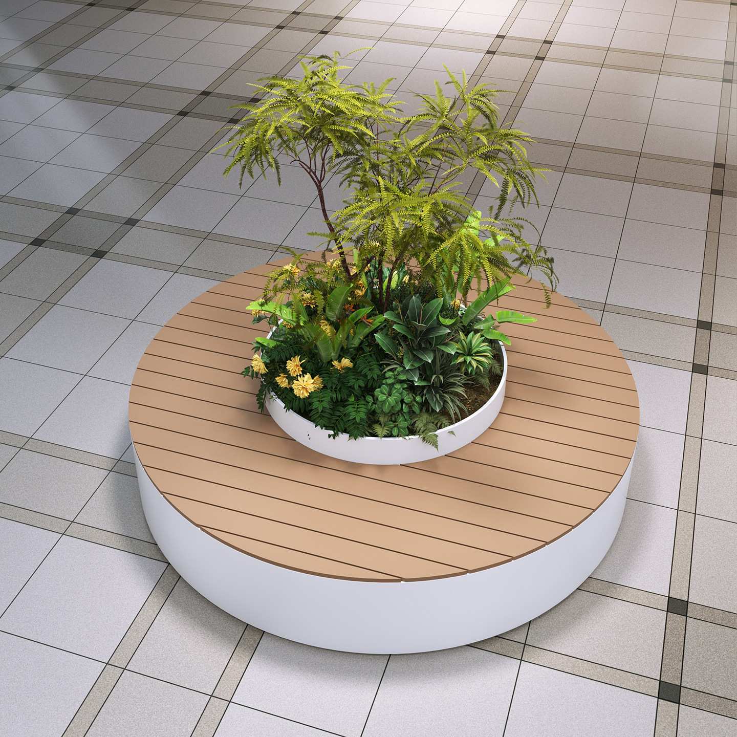 户外花箱组合商业街广场休息座椅组合种植箱花槽花坛圆形创意卡座