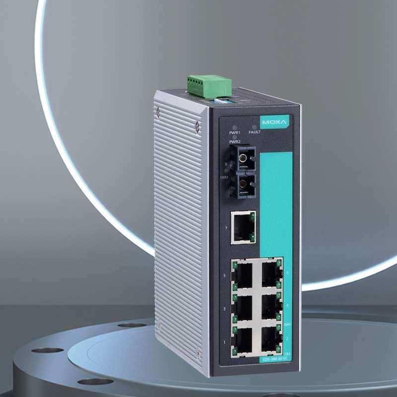 MOXA摩莎交换机EDS-308 8口非网管型现货工业以太网交换机