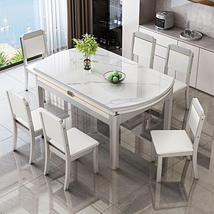 实木岩板餐桌椅2025新款家用小户型现代简约轻奢伸缩可变圆桌饭桌