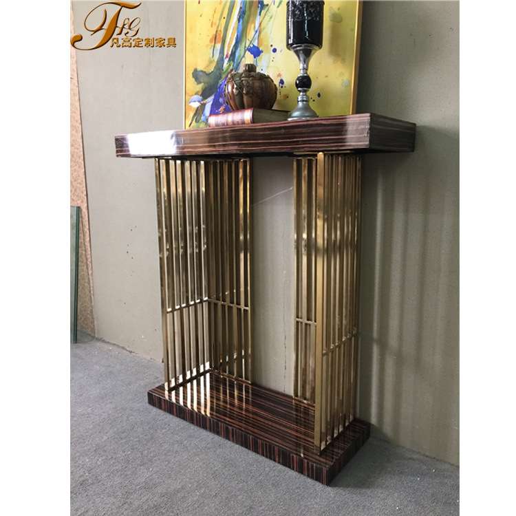 后现代轻奢简约不锈钢玄关台玄关柜隔断门厅条案家具订制