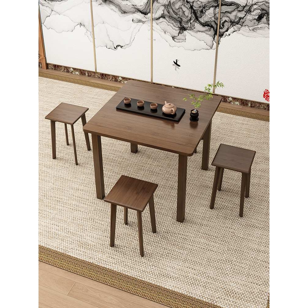 实木折叠桌家用小户型餐桌正方形吃饭桌子简易饭桌学习楠竹四方桌