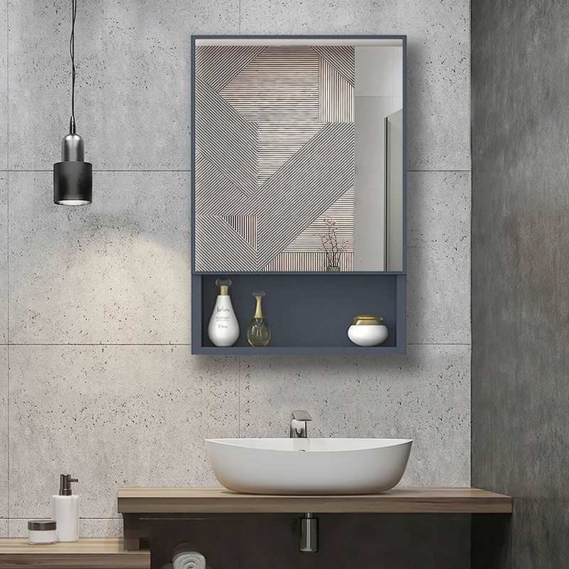 太空铝镜柜挂墙式收纳盒单独卫生间洗手间浴室镜子置物架化妆镜箱