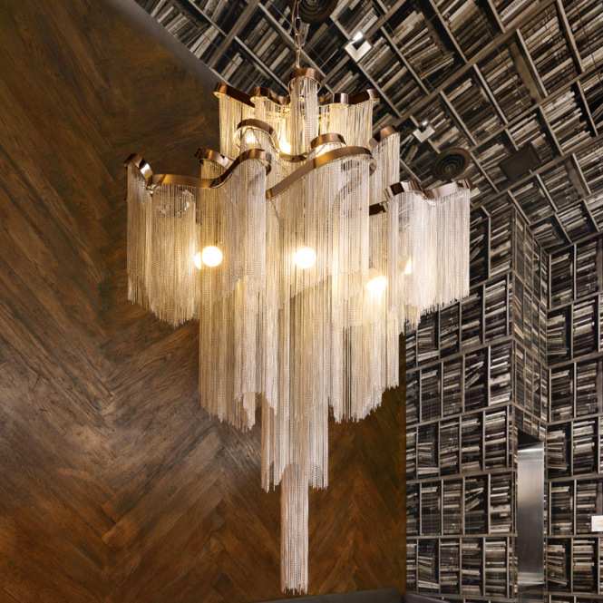 后现代复式楼大吊灯客厅轻奢别墅中空挑高loft公寓吊灯艺术楼梯灯