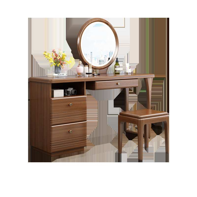 新中式梳妆台卧室简约现代实木化妆台轻奢小型化妆桌收纳柜一体