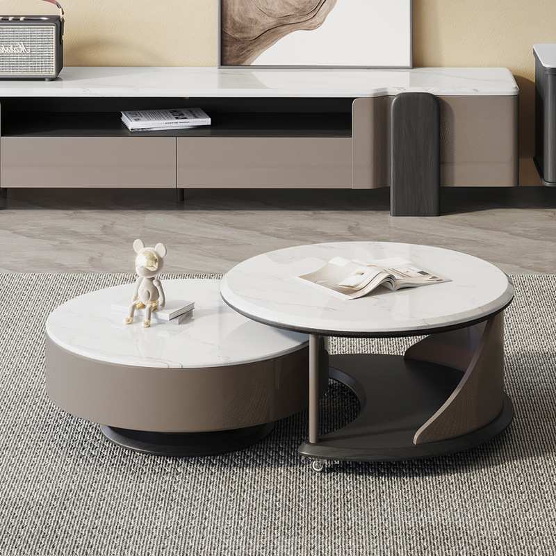 现代简约大理石茶几电视柜组合客厅家用意式极简小户型烤漆地柜