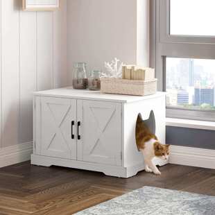 纯板式白色猫砂柜室内家具猫家具室内猫舍可移动的分隔板猫窝