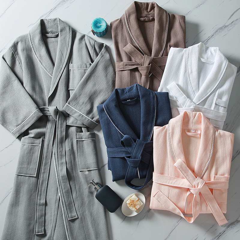 嘉尔信酒店宾馆名宿华夫格浴袍桑拿服女士薄款睡袍长款情侣家居服