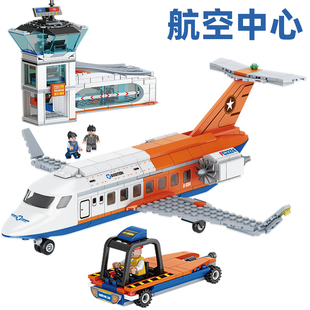 拼装积木玩具机场航空中心空中客机民航飞机模型益智6男孩子9礼物