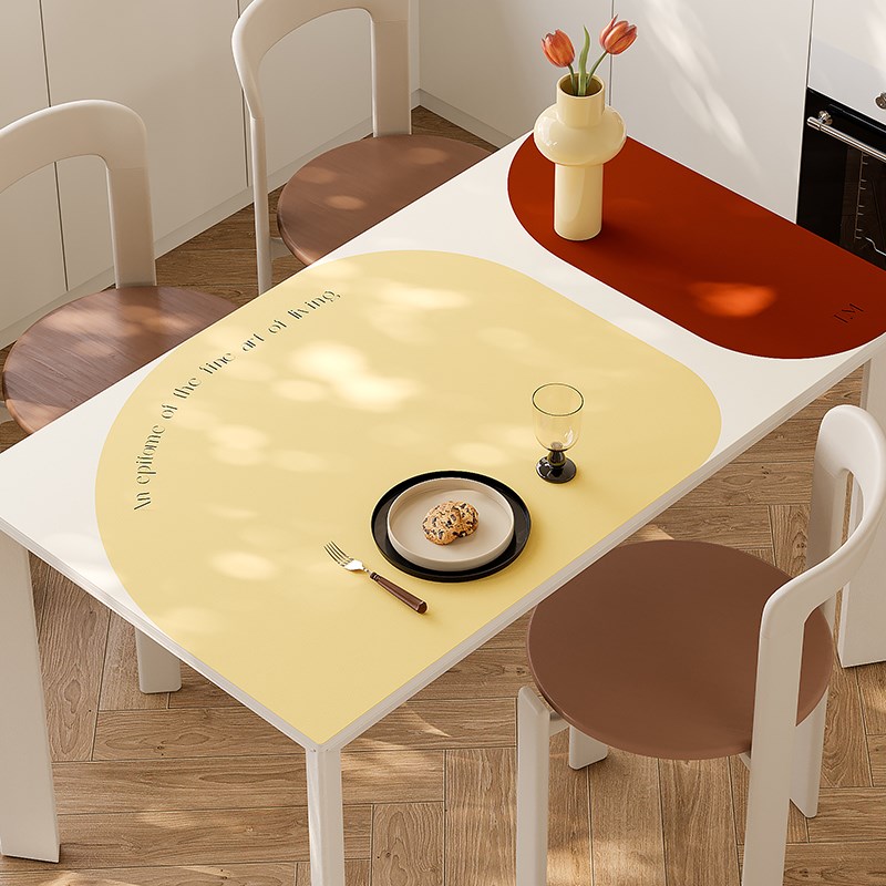 现代简约餐桌垫防油防水防烫高级感茶几桌布免洗长方形皮革桌面垫