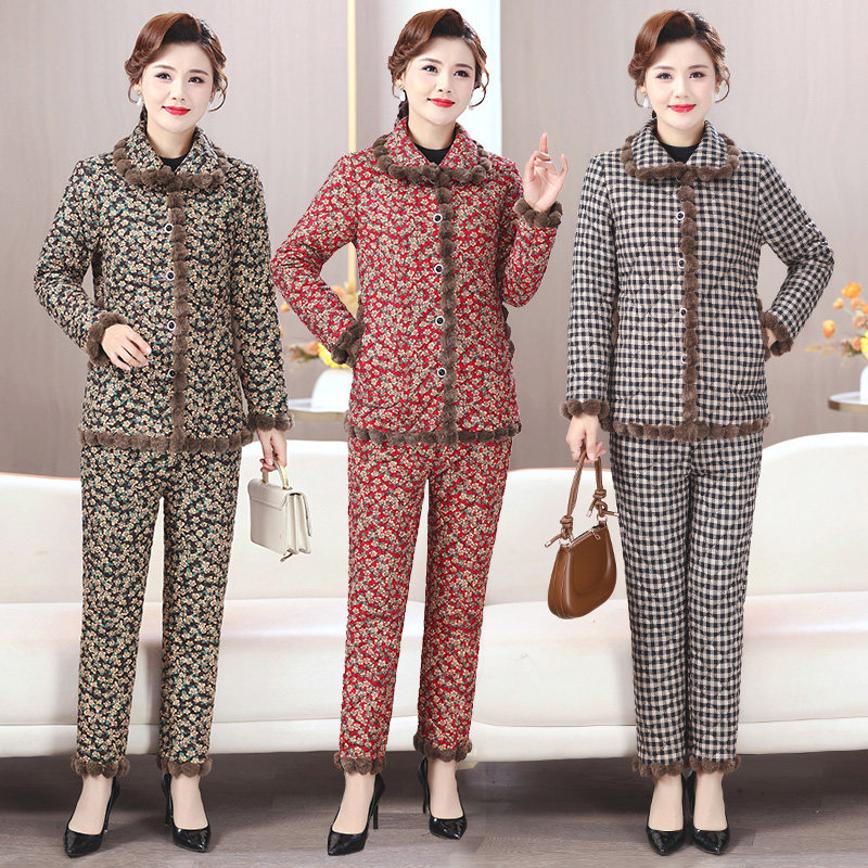 妈妈装冬季棉服两件套加绒加厚保暖棉袄套装洋气遮肉减龄棉衣棉裤,女装/女士精品,时尚套装,淘宝优惠券,粉丝福利购,淘宝优惠卷