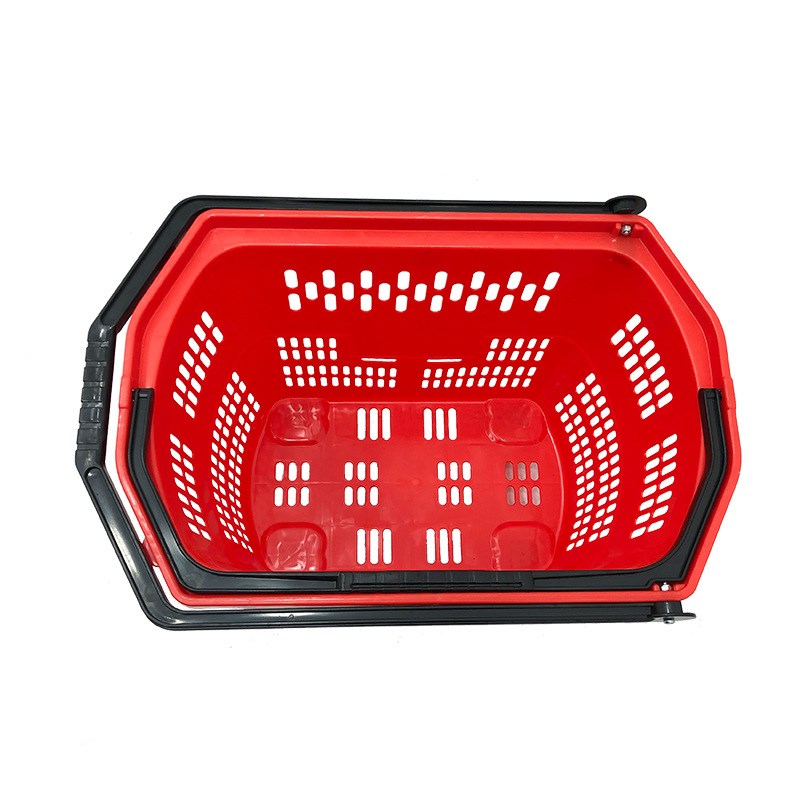 普通款大号60L塑料拉杆篮超市购物篮手拉拖篮