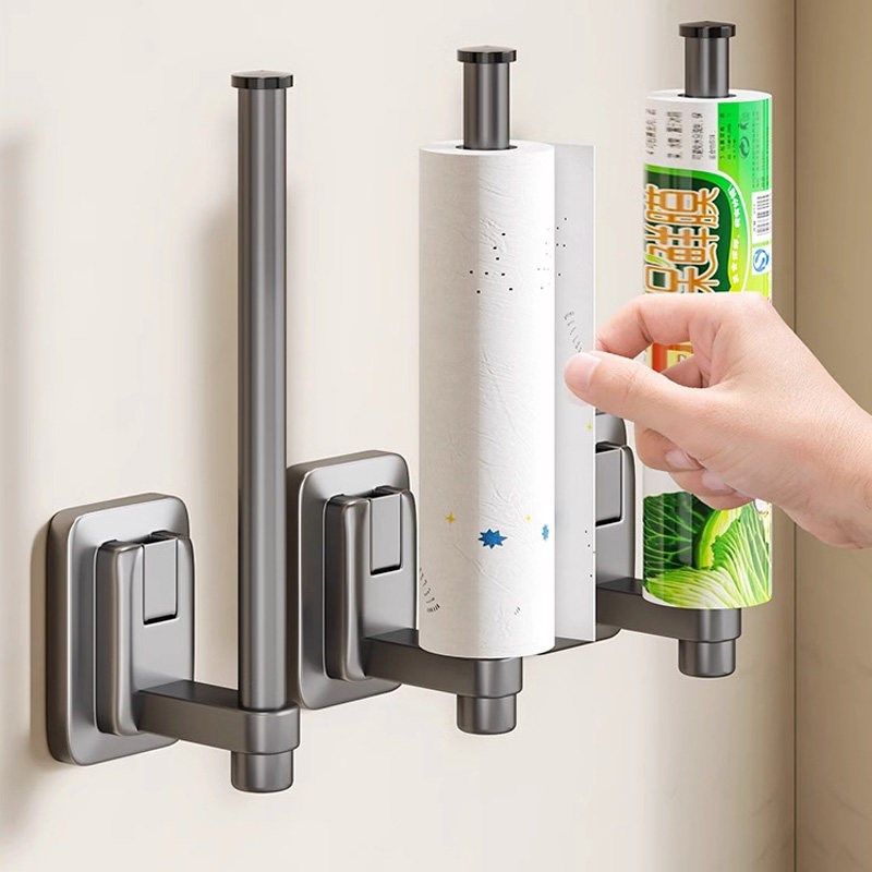 吸盘厨房纸巾架免打孔橱柜保鲜膜收纳挂架挂抹布架纸巾挂杆卷纸架,收纳整理,纸巾架,淘宝优惠券,粉丝福利购,淘宝优惠卷