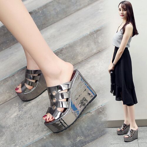 2024新款厚底拖鞋女夏增高时尚外穿坡跟拖鞋女凉拖W鞋一字拖女高