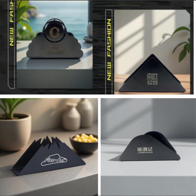 立式黑色不锈钢纸巾架餐厅酒吧台面压纸座酒店餐桌餐巾盒LOGO定制,收纳整理,纸巾架,淘宝优惠券,粉丝福利购,淘宝优惠卷