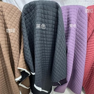 羊驼毛绒絮片夹层棉服布料菱形绗缝保暖柔软秋冬马甲棉袄服装面料