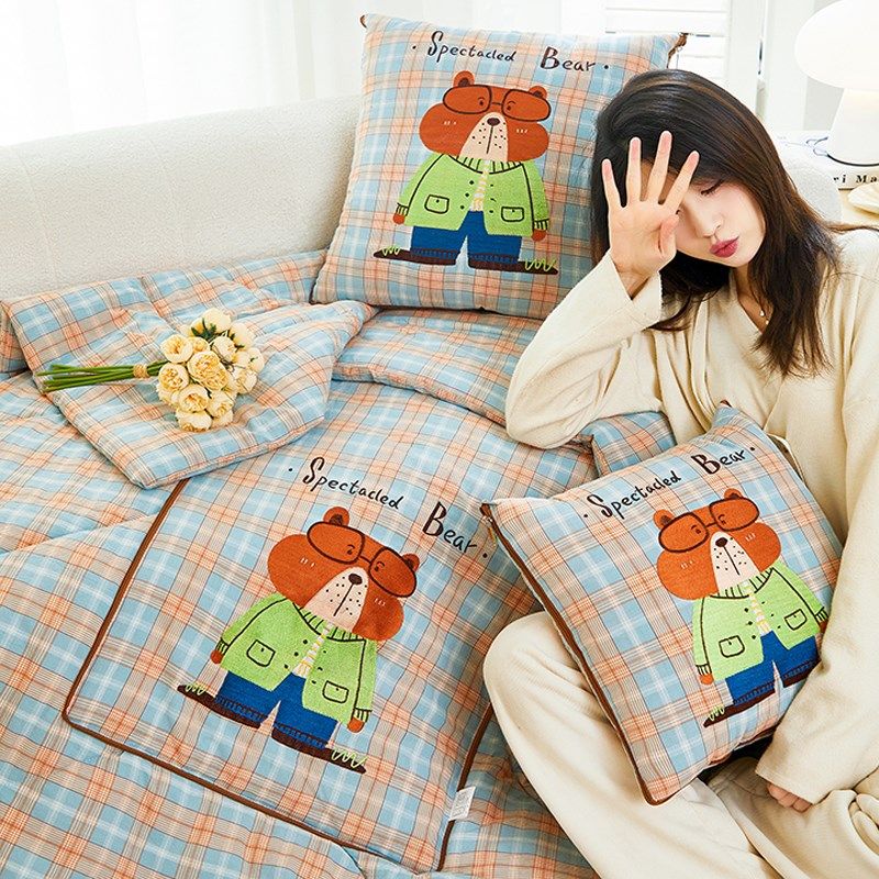 全棉双层纱抱枕被子两用汽车上靠垫办公室午休折叠纯棉空调夏凉被,居家布艺,抱枕被,淘宝优惠券,粉丝福利购,淘宝优惠卷