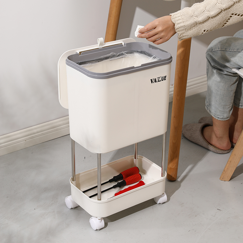厨房垃圾桶免弯腰家用多层高脚带盖移动大号容量干湿分离内桶挂式